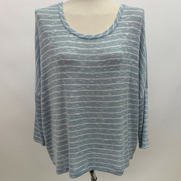 It's Our Time Women's Top X-Large Blue White Striped Buttons on Back - Picture 1 of 12